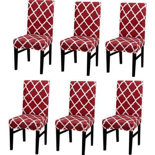6Pcs Elastic Chair Cover Home Dining Removable Anti-dirty Kitchen Seat Case Stretch Chair Cover For Hotel Stool Table Dining