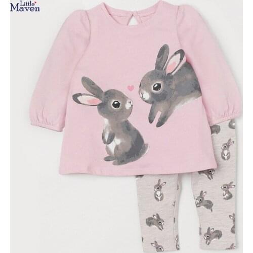 Free shipping! Autumn new childrens suit knitted cotton printed girls' long sleeve suit
