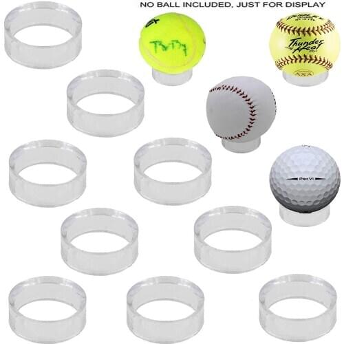 Baseball Stand Display, Ball Holder, 10 Pack, Clear, 1-1/2 inch, Acrylic, Sphere, Balls Case, for Golf Ball, Tennis, Softballs a