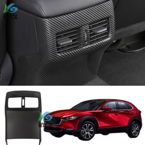 Carbon Fiber Look Rear Air Vent Cover for Mazda CX30 CX-30 2020 2021 Rear Armrest Box Cover