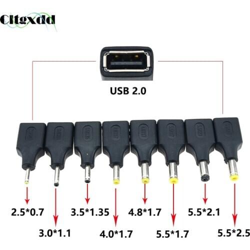 DC 2.5*0.7 3.0*1.1 4.0*1.7 4.8*1.7 5.5x1.7 5.5*2.1 5.5*2.5 Male To USB 2.0 Female Plug Jack Converter Laptop Adapter Connector