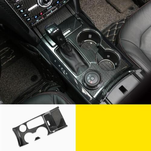 Gear Shift Water Cup Holder Panel Carbon Fiber Cover Trim Decor For Ford Explorer U502 2011-2018 2012 2013 2014 2015 2016 2017