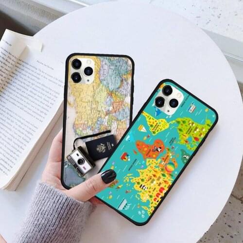 Travel in the world map Phone Case Rubber for iPhone 11 pro XS MAX 8 7 6 6S Plus X 5S SE 2020 XR case