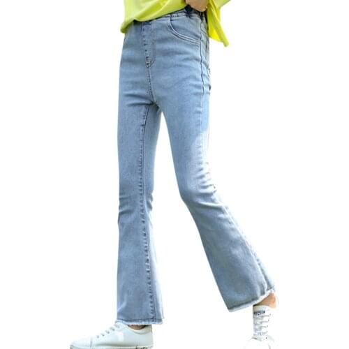 Jeans Girl Solid Color Girl Jeans Child Autumn Denim Trousers For Children Casual Style Clothes For Girls 6 8 10 12 14