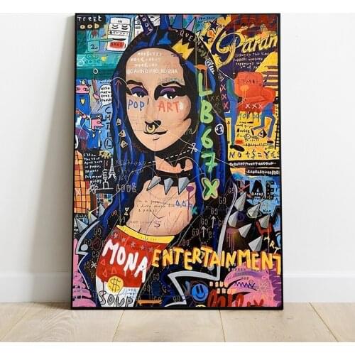 Banksy Graffiti Art Posters and Prints Mona Lisa Canvas Painting Abstract Wall Pictures for Living Room Home Decor No Frame