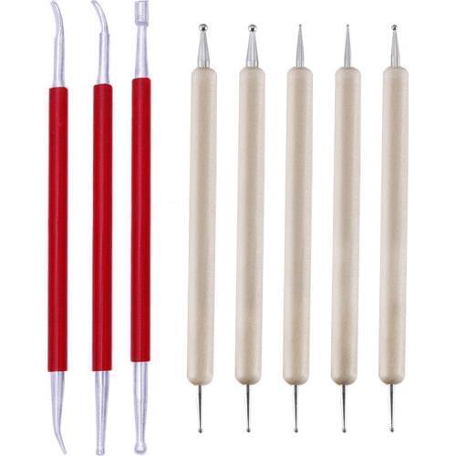 8PCS Leather Craft Tool Modeling Point Stylus Modelling Splicing Carving Tool Spoon Balls Embossing Carving Press Tools