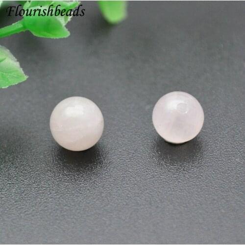 6mm 8mm 10mm Natural Pink Quartz Round Stone Beads Half Hole for Earrings DIY Jewel Making Bracelet Jewelry Findings Components
