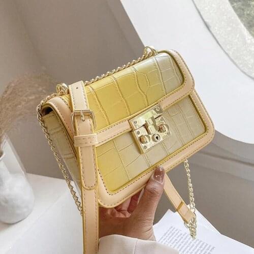 Stone pattern Square Crossbody bag 2021 Summer New High-quality PU Leather Womens Designer Handbag Chain Shoulder Messenger Bag