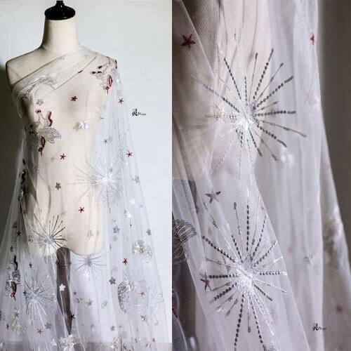 Laser sequins unconstrained style dress cloth gauze fabrics fairy dress childrens wear skirt mesh gauze