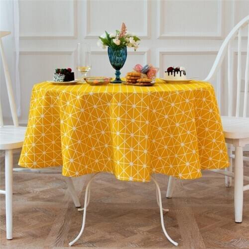 Fashion Round Designs Solid Decorative Linen Tablecloth With Tassels Rectangular Wedding Dining Table Cover Tea Table Cloth