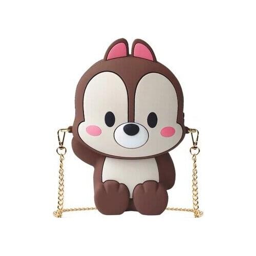 Fashion chain shoulder bag children silicone mobile phone bag cartoon groundhog messenger bag parent-child shopping coin purse