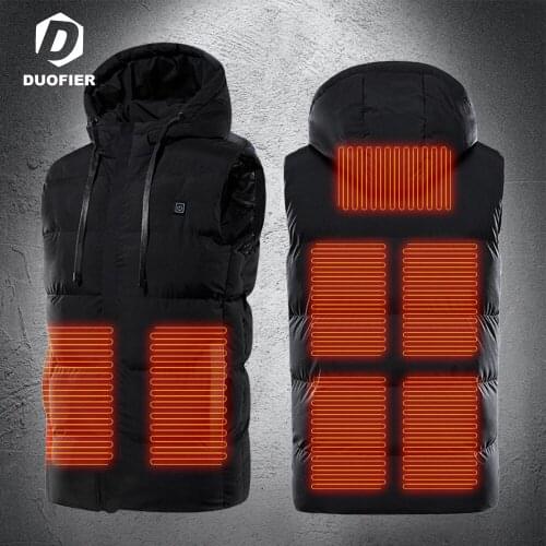 Men Women 7 Areas Heated Hooded Jackets USB Winter Outdoor New Electric Smart Heating Jackets Warm Thermal Coat Heatable Vest