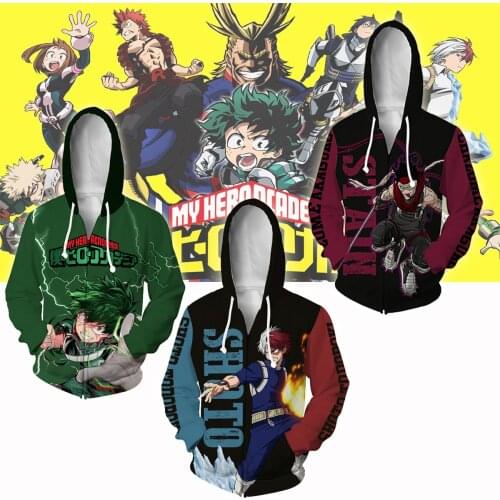 2021 My Hero Academia Men/Women Zipper Hoodies 3D Print Fashion Sweatshirt Long Sleeve Plus Size Zipper Coat Clothes