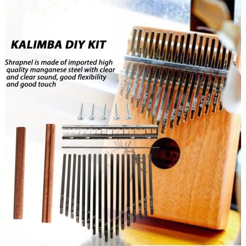 17-Key Kalimba DIY Set Wood Bridge Shrapnel Durable Thumb Piano Steel Key Lettering Keyboard Musical Instrument Accessory