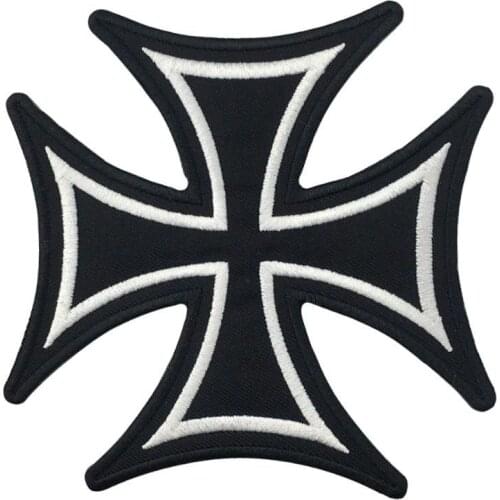 Christian Cross patch Embroidered iron on chest size simple logo clothing decoration patches for t-shirt jacket biker applique