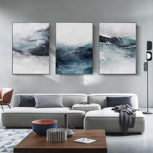 Nordic Abstract Ocean Landscape Wall Art Canvas Painting Minimalist Poster print Decorative Picture for Living Room Home Decor
