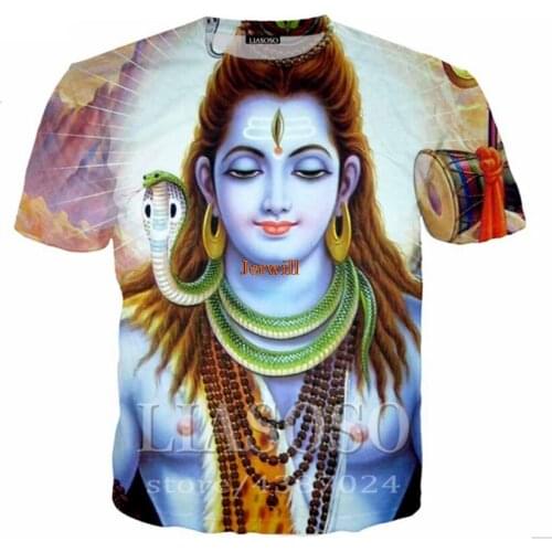 Newest Women Men Short Sleeve Tops Fashion Funny Shiva 3D Print Casual T-Shirt