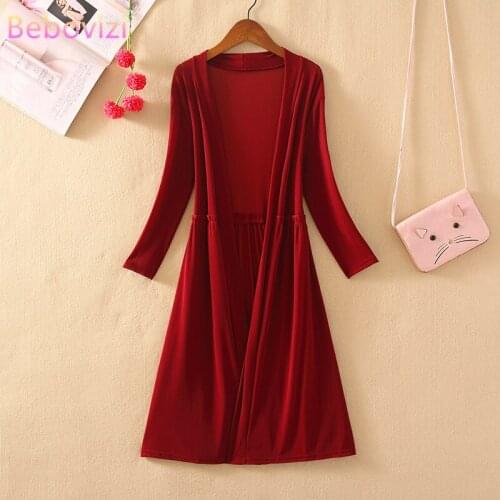 2021 New Red Chiffon Womens Capes Summer Cardigan Solid Beach Vacation Sun Protection Coat Loose Mid-length Elegant Ponchos