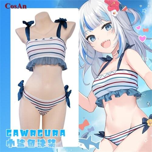New Anime VTuber Hololive Gawr Gura Cosplay Costume Womens Lovely Summer Swimsuit Activity Party Role Play Clothing S-L