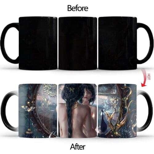 Drop shipping Naked back Mug Color Changing Mug Heat-sensitive Reactive ceramic coffee tea cup best gift for friend BSKT-043