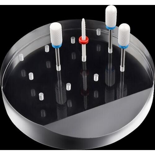 1 Pcs Transparent Acrylic Nail Drill Bits Holder 12 Holes Exhibition Stand Display Manicure Machine Accessories Nail Art Tools