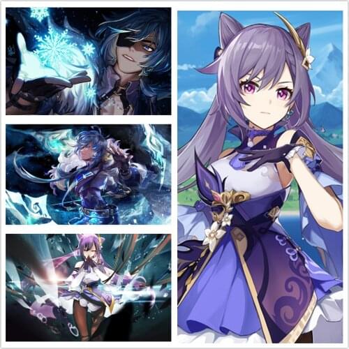 Self-adhesive Wallpapers Genshin Impact Series Posters Anime Girl Poster Sticker Home Decor Bedroom Wall Painting & Calligraphy