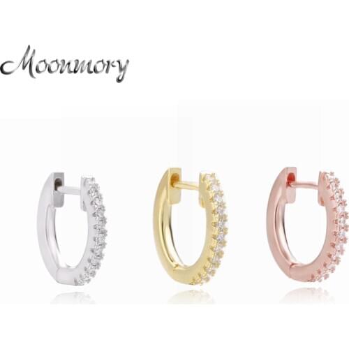 Moonmory 2020 Fashion Jewelry Genuine 925 Sterling Silver Hoop Huggie Earring For Women Round Hoop Earring Single Sell For 1 PCS