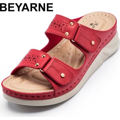 BEYARNE Summer Women Slippers Fashion Casual Shoes Platform Open Toe Sandals Wedges Beach Slip On Slides Female