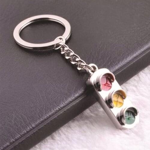 Cute Mini Traffic Light Car Key Ring Chain 3D Keyfob Keychain Keyring Gift Traffic Lights Mini Key Ring Chain