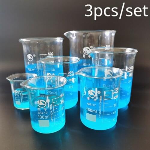 1set Glass Beaker Student Chemistry Laboratory Glass Transparent Beaker Flask Thickened With Spout
