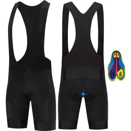 2020 Mens full black Cycling Bib Shorts Summer Coolmax 19D Gel Pad Bike Bib Tights Mtb Ropa Ciclismo Cycling black pants