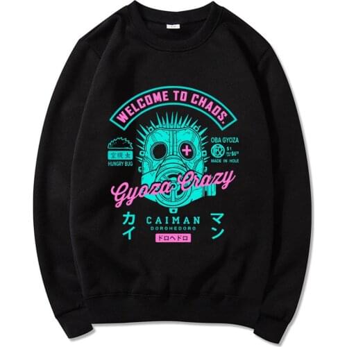 90s Dorohedoro Japanese Anime Sweatshirt Welcome To Chaos Print Sweatshirts Male Hip Hop Pullover Unisex Casual Loose Sportswear