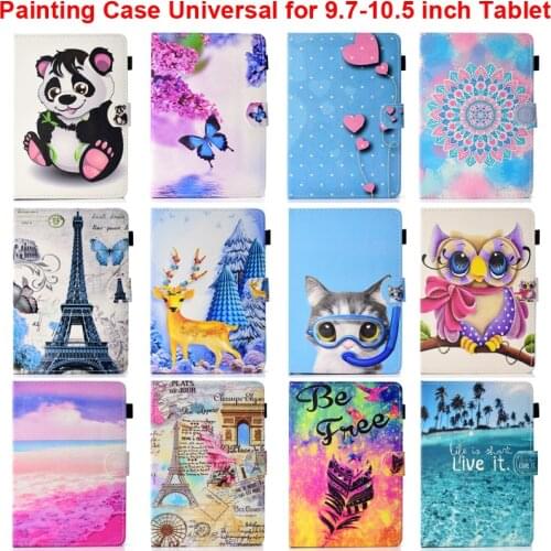 Adjustable Size Case Universal for 10 inch Tablet 9.7inch Protector Cover Shell 10.1" 10.5 Bag Butterfly Cat Owl Beach Printing