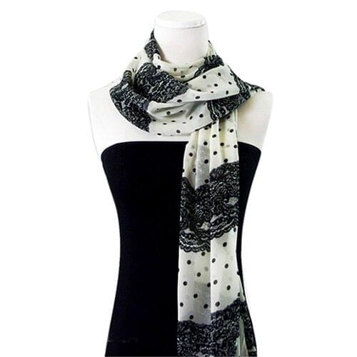 Splendid Fashion Long Soft Silk Chiffon Scarf Stripe Polka Dot Shawl Scarve For Girls Retail/Wholesale 4XRJ
