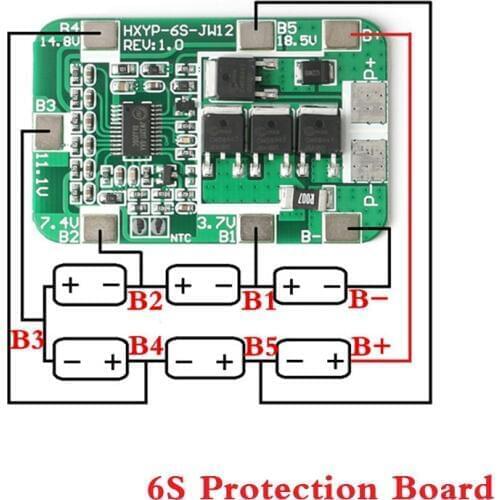 6S 14A 22.2V PCB BMS 18650 Protection Board For 18650 Li-ion Lithium Battery Cell Charger Protect Module 25.2V