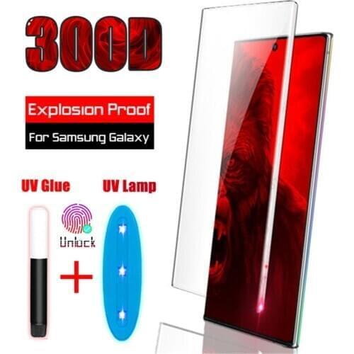 UV Tempered Glass For Samsung Galaxy Note 10 Plus S20 Ultra S9 S8 Screen Protector S10 Plus S10E S 9 8 10 E Note 20 9 s10 Film