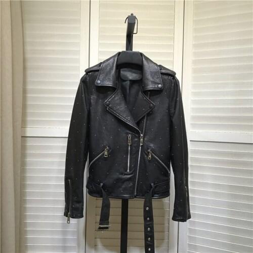 Autumn and spring women coat 2021 high quality new arrival genuine Bubble leather outerwear turn-down collar short Star pattern