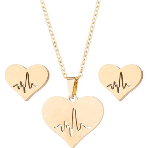 Lyvior Womens Heart Simple Love Pendant Necklace Earrings Necklace Heart Shaped Necklace Jewelry Gifts for Girlfriend Wife