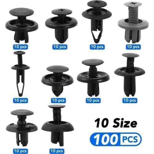 10 Size 100pcs Auto Fastener Clip Mixed for SEAT Leon 1 2 3 MK3 FR Cordoba Ibiza Arosa Alhambra Altea Exeo Toledo Cupra