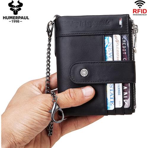 100% Cow Leather Wallets For Men RFID Blocking Card Holder Wallet Quality Designer Coin Purse Male Luxury Brand Wallet Pocket