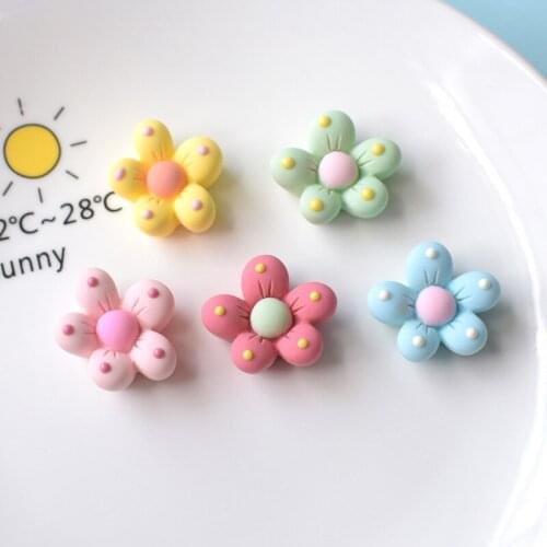 15pcs New Cute Resin Mini Mixed Flower Flat Back Cabochon Scrapbook Kawaii DIY Phone Hair Clips Embellishments Accessorie