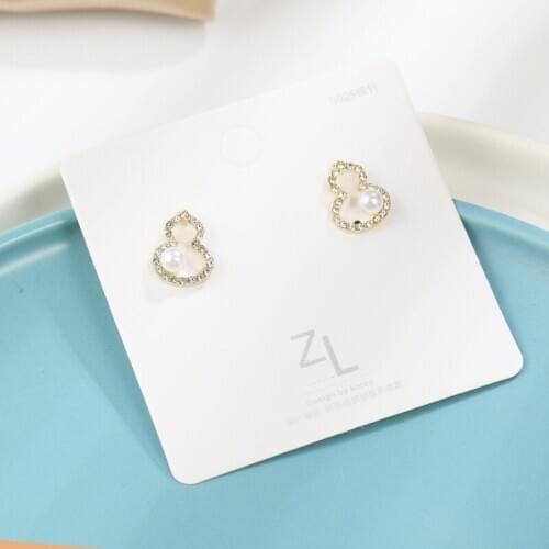 2020 Korean Fashion Necklace Earrings Simple And Small Net Red Temperament Fashion Pearl Crystal Gourd Earrings Womens Clothing