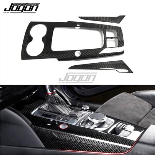 Carbon Fiber Interior Moldings Central Control Panel Cover Trim For Audi A3 S3 RS3 2014-2018 LHD only 3 pcs
