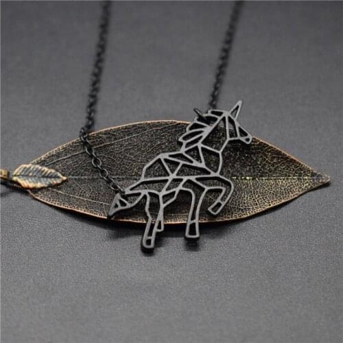 4 Colors New Origami Unicorn Necklace High Quality Origami Flying Unicorn Pendant Necklace Women Origami Unicorn Jewellery