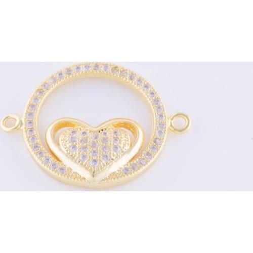 5pcs Jewelry Bijoux Zircon Heart Charms For Bracelet Jewelry Making Wholesale Copper Micro Pave Charms Connector Diy Gift
