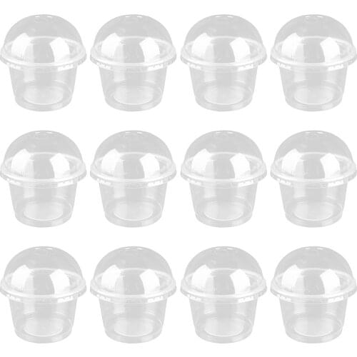 50pcs 250ml Disposable Dessert Cups Transparent Creative Stylish Chic Dessert Salad Cups Disposable Cups with Cover for Home