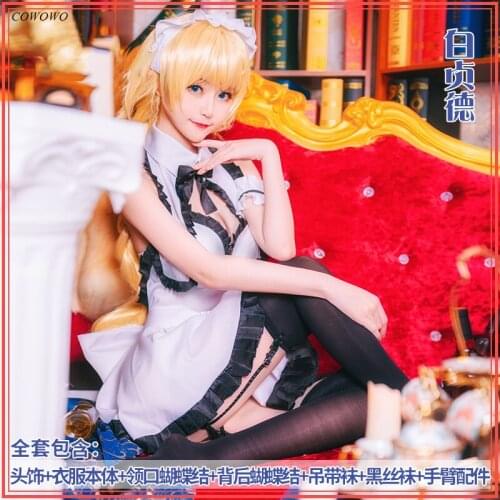 Anime! Fate/Grand Order FGO Joan of Arc Maid Dress Lovely Sexy Uniform Cosplay Costume Halloween Suit For Women Free Shipping