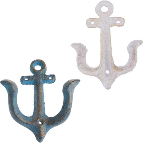 Baoblaze Set 2PCS Retro Strong Anchor Coat Hook Bedroom Bathroom Storage Metal Hooks Shabby Metal Vintage