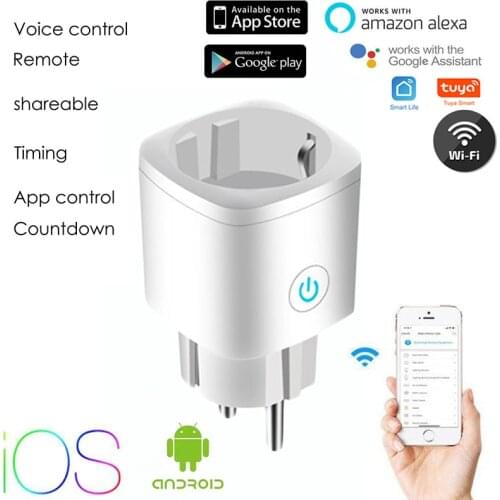 Wireless Smart Plug WiFi Socket EU 16A Power Monitor Timing Function Tuya SmartLife APP Control Work With Alexa Google Assistant
