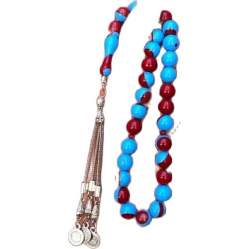 Burgundy Blue Powder Amber Rosary · Material: Compressed is press material